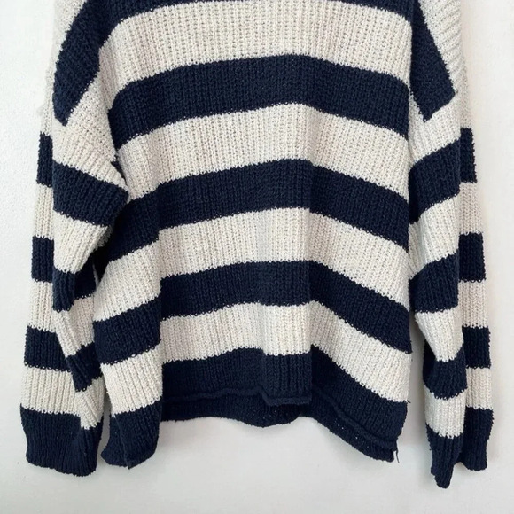 Zara  Womens M Stripes Nautical Oversized Navy White Knit Sweater - Picture 13 of 14